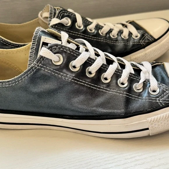 Converse Metallic Blue Low-Top All Star Sneakers - Picture 5 of 7